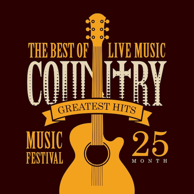 Vector banner para música country con guitarra