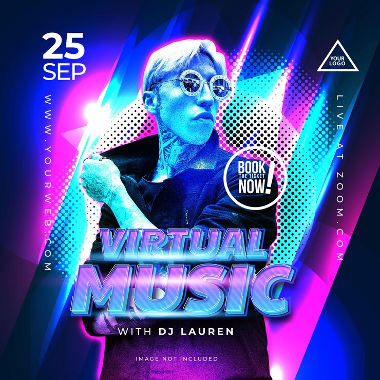 Banner de música de fiesta nocturna para plantilla de redes sociales