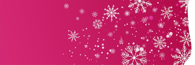 Banner de Navidad blanco rojo con copos de nieve. Banner de felicitación de feliz Navidad y próspero año nuevo. Fondo horizontal de año nuevo, encabezados, carteles, tarjetas, sitio web. Ilustración vectorial