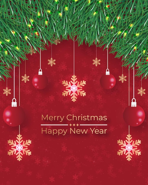 Banner de navidad con ilustración de vector de iluminación de decoración de hierba de navidad vector premium