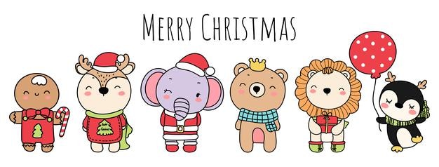 Banner de Navidad con lindo animal.