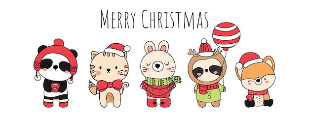 Banner de Navidad con lindo animal.