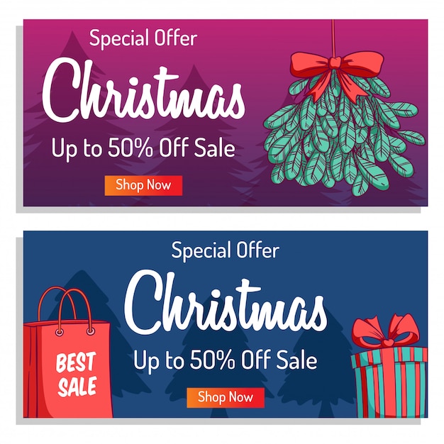 Vector banner de navidad o póster para compras, venta o promoción con colorido