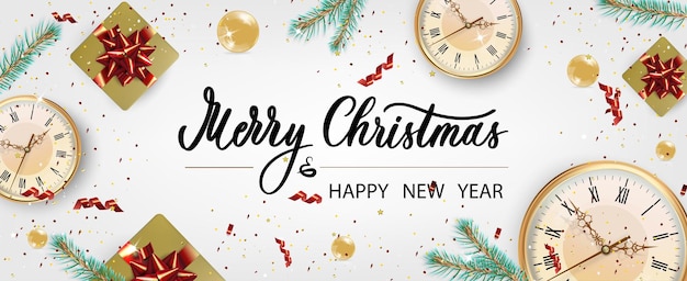 Banner de Navidad Objetos de fondo de Navidad vistos desde arriba