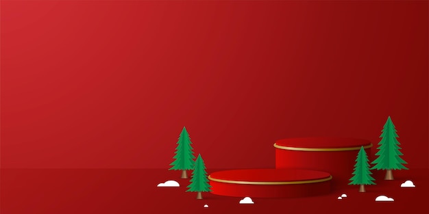 Banner navideño de podio geométrico 3d para publicidad de productos.