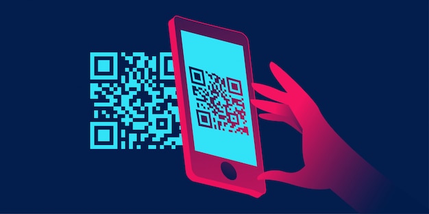 Vector banner de negocios de escaneo de código qr