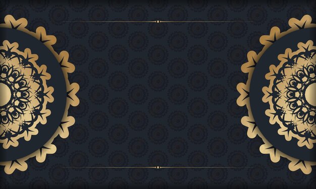 Banner negro con adornos de oro vintage y espacio para texto