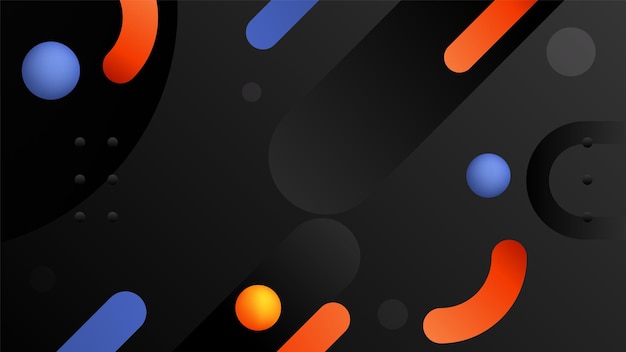 Banner negro con fondo azul y naranja.