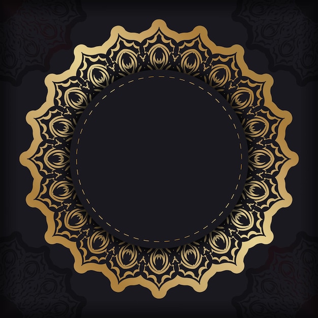 Banner negro con lujoso adorno dorado y lugar para el texto