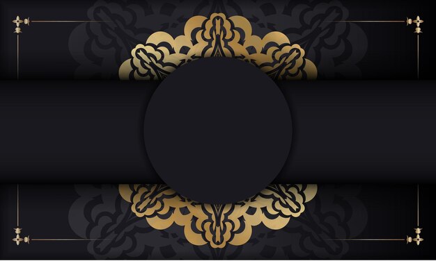Banner negro con lujoso patrón dorado y espacio para logotipo o texto