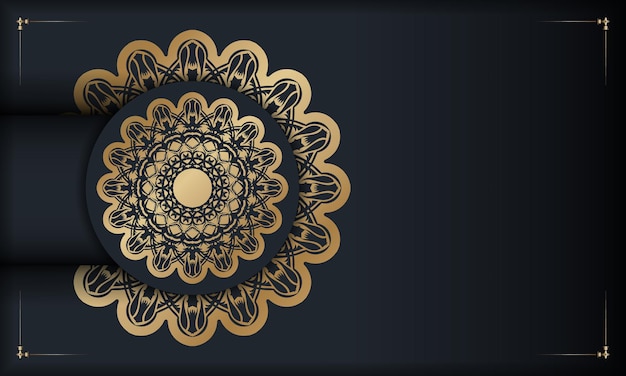 Banner negro con patrón dorado indio y lugar debajo de su texto