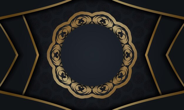 Banner negro con patrón dorado vintage y lugar debajo de su texto