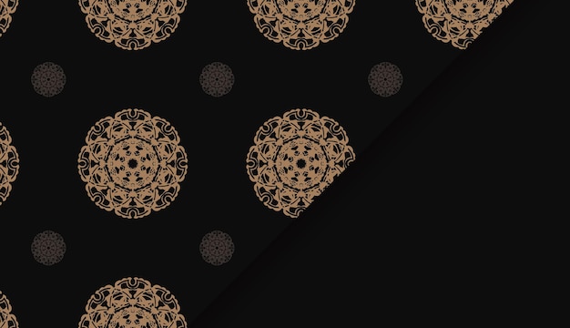 Banner negro con patrón marrón abstracto para el diseño debajo de su logotipo