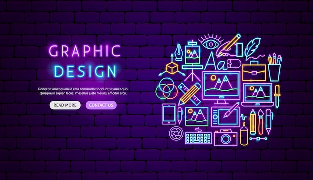 Banner de neón de diseño gráfico