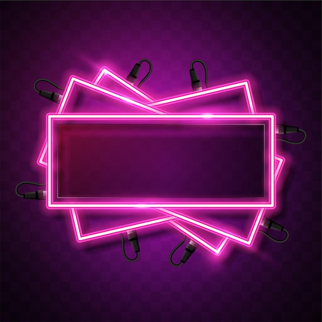 Banner de neón rectángulo rosa