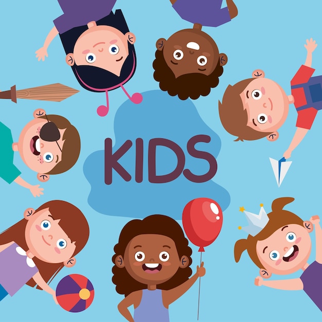 Vector banner con niños lindos