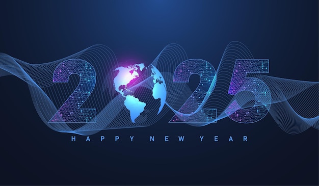 Banner o encabezado digital tecnológico 2025 Diseño de año nuevo