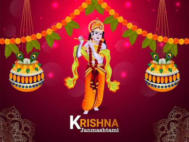 Banner o encabezado feliz krishna janmashtami
