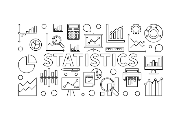 Banner o ilustración de vector horizontal lineal de estadísticas