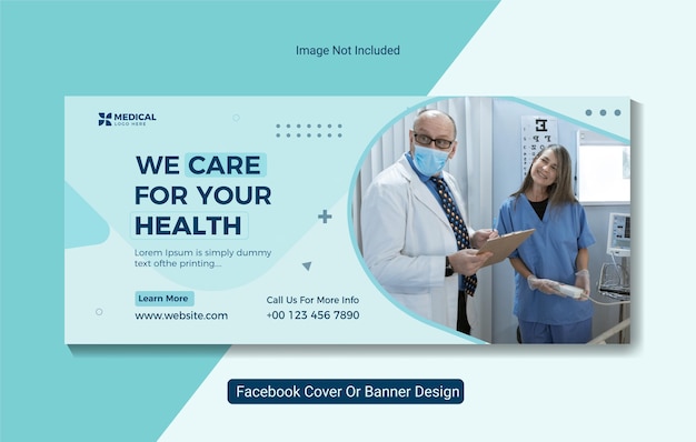 Vector banner o plantilla de portada de las redes sociales de atención médica