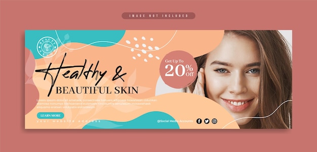 Vector banner o portada de redes sociales de marketing comercial de salón de belleza y spa con fondo orgánico