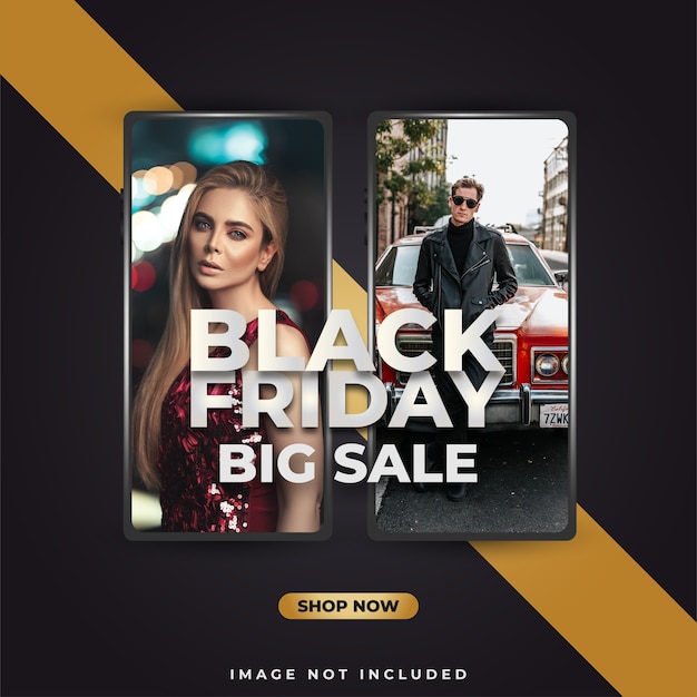 Vector banner o póster de venta de viernes negro con teléfono inteligente sobre fondo negro y dorado