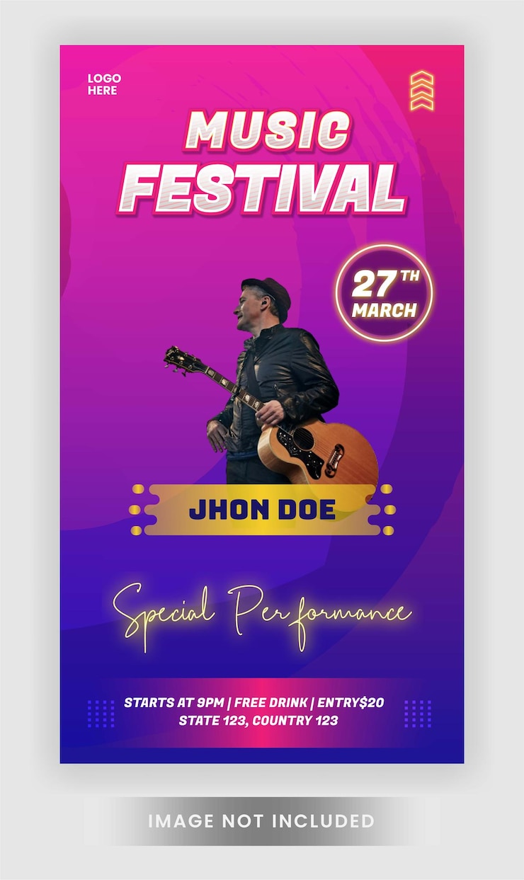 Vector banner o volante de evento musical de historia de instagram para plantilla de redes sociales