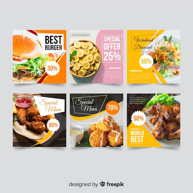 Vector banner de oferta de comida con foto