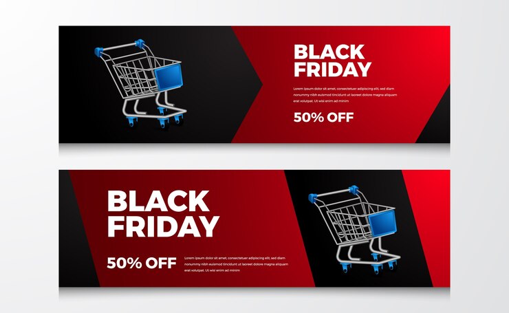 Vector banner de oferta de descuento de venta de comercio minorista para plantilla de evento de viernes negro