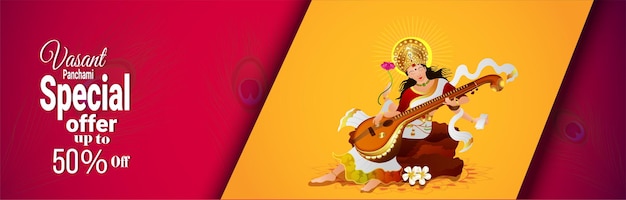 Banner de oferta especial de vasant panchami