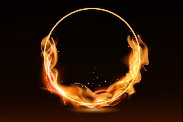 Banner de oferta de llama de fuego de círculo realista
