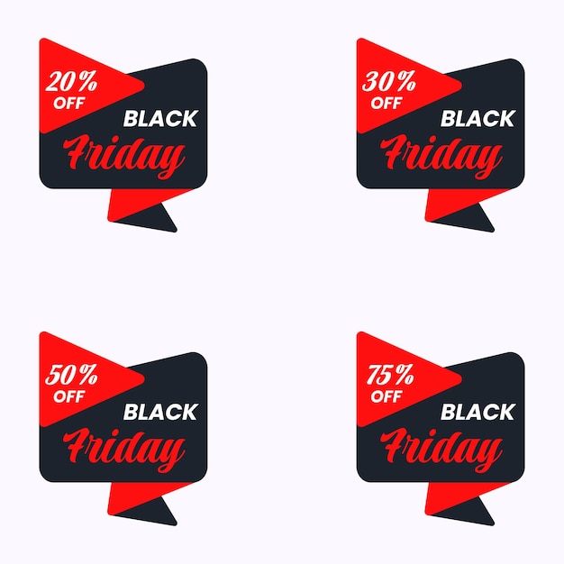 Banner de oferta de viernes negro con diferente porcentaje de valor de descuento