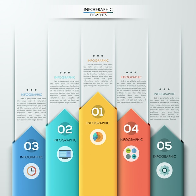 Banner de opciones de infografía de estilo moderno de flecha de papel