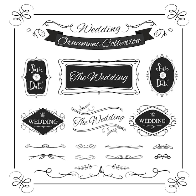 Banner ornamental banner caligráfico boda diseño vintage