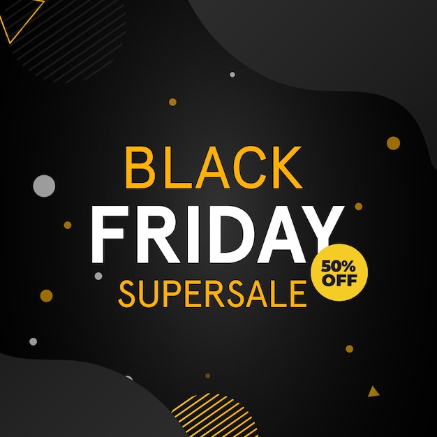 Vector banner oscuro mínimo de black friday super sale