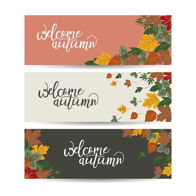 Banner de otoño conjunto de tres piezas