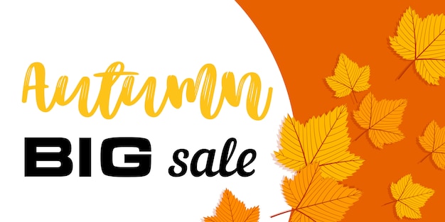 Banner de otoño de gran venta, estilo plano