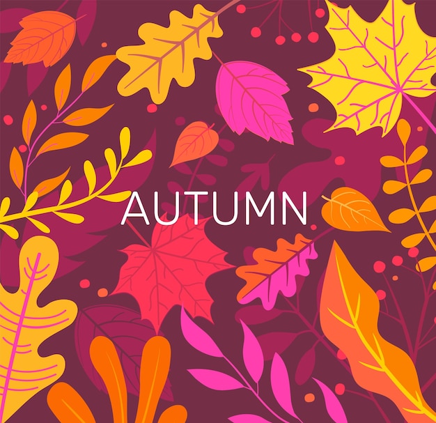 Vector banner de otoño lleno de coloridas hojas de otoño.