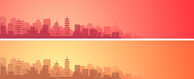 Vector banner de paisaje hermoso horizonte de guilin