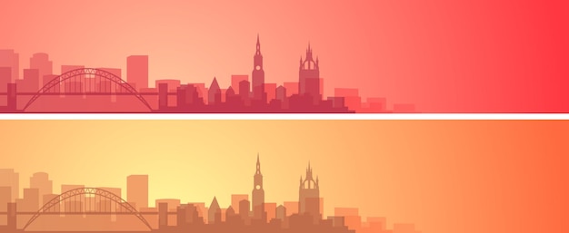 Vector banner de paisaje hermoso horizonte de newcastle