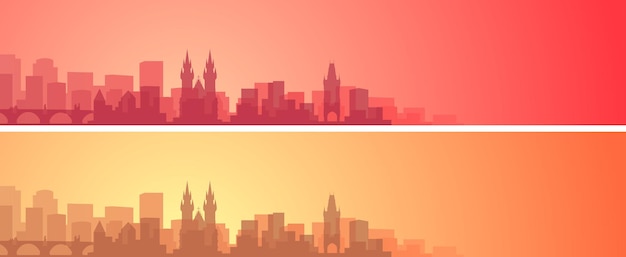 Vector banner de paisaje hermoso horizonte de praga