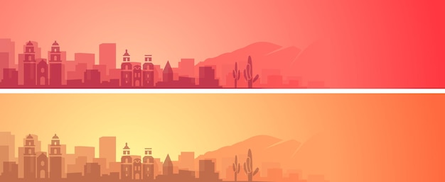 Vector banner de paisaje hermoso horizonte de tucson