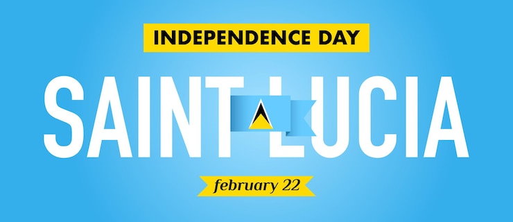 Vector banner panorámico para el feriado del día de la independencia de santa lucía el 22 de febrero. vector, ilustración
