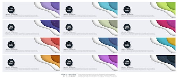 Banner Paper Cut Wave Shapes Curve.