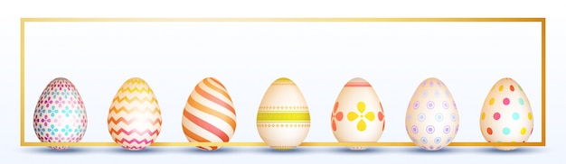 Vector banner de pascua decorativo con huevos