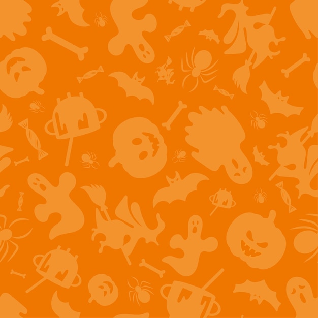 Banner de patrones sin fisuras de halloween sobre fondo naranja