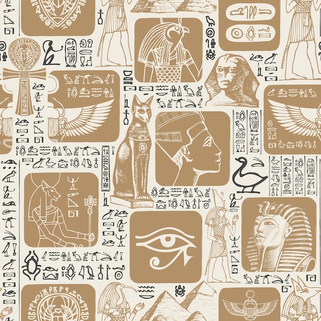 banner con patrones sin fisuras en el tema del Antiguo Egipto