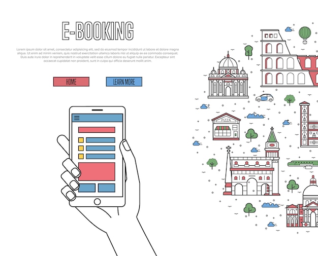 Banner de pedidos de boletos en línea en estilo lineal