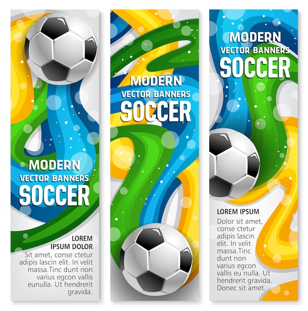 Vector banner de pelota de fútbol de plantilla de club de deporte de fútbol