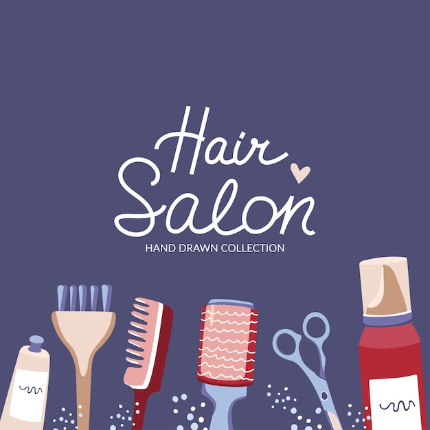 Banner para peluquería Hermosa ilustración vectorial y letras